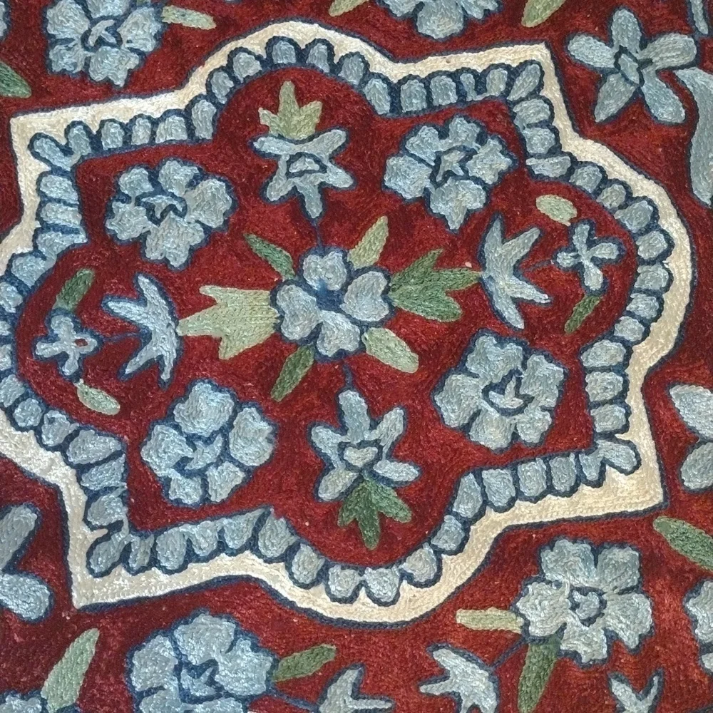 Hand Embroidered Decorative Pillow Cover. Made in India. 16x16